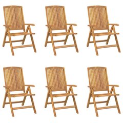 Dārza krēsli ar matračiem, atgāžami, 6 gab., masīvs tīkkoks cena un informācija | Dārza krēsli | 220.lv