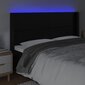 vidaXL gultas galvgalis ar LED, 163x16x118/128 cm, melna mākslīgā āda cena un informācija | Gultas | 220.lv