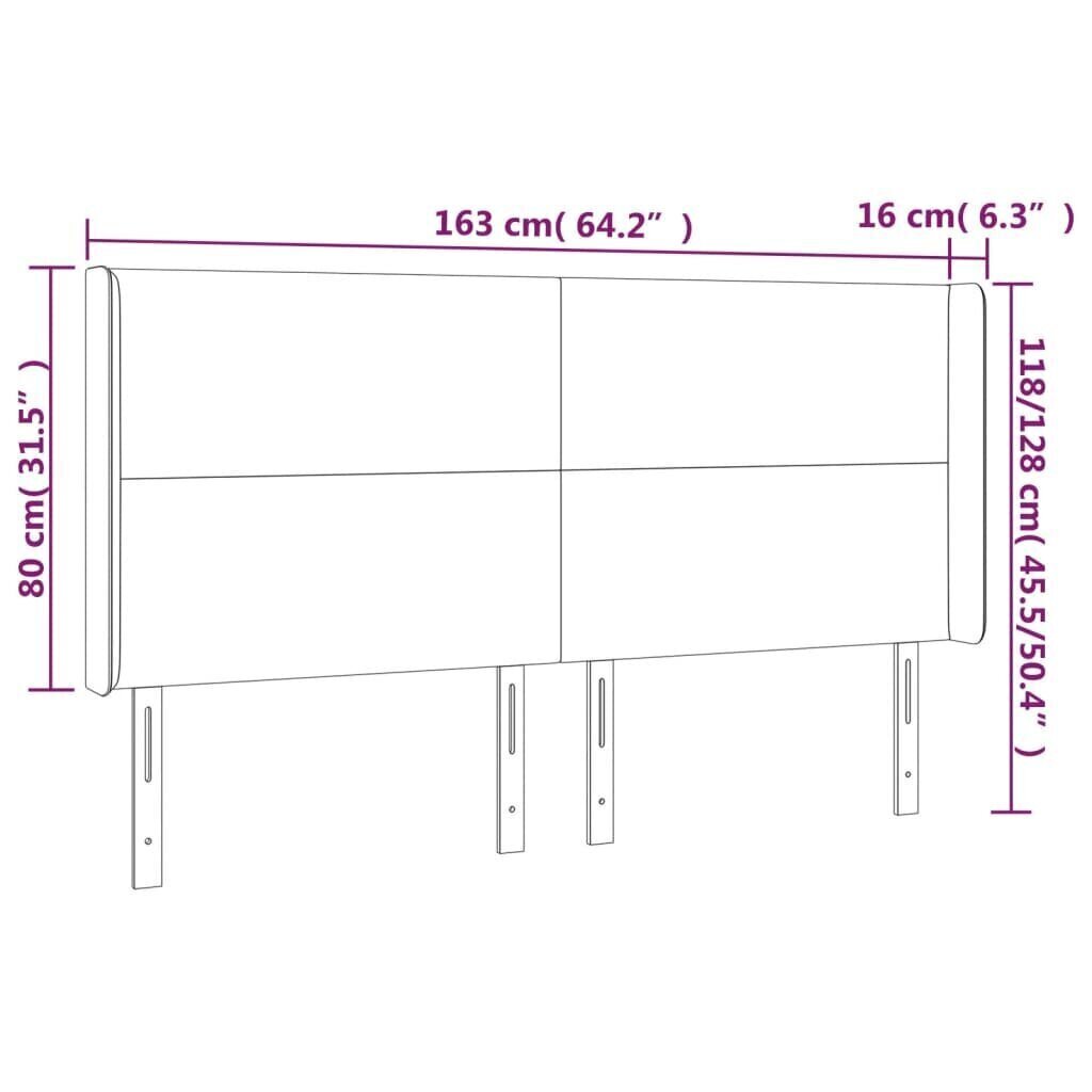 vidaXL gultas galvgalis ar LED, 163x16x118/128 cm, melna mākslīgā āda cena un informācija | Gultas | 220.lv