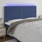 vidaXL gultas galvgalis ar LED, 160x5x118/128 cm, zils audums цена и информация | Gultas | 220.lv