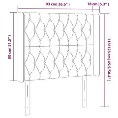 vidaXL gultas galvgalis ar LED, 93x16x118/128 cm, rozā samts cena un informācija | Gultas | 220.lv