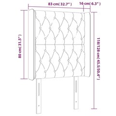 vidaXL gultas galvgalis ar LED, 83x16x118/128 cm, tumši brūns audums cena un informācija | Gultas | 220.lv