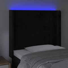 Galvgalis ar LED, melns, 83x16x118/128cm, samta cena un informācija | Gultas | 220.lv