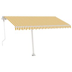 Automātiska markīze ar stabu vidaXL, 400x300 cm, dzeltena/balta цена и информация | Зонты, маркизы, стойки | 220.lv