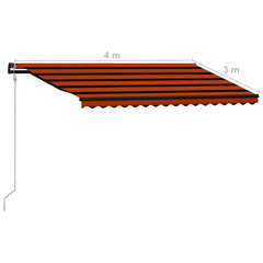 vidaXL izvelkama markīze, 400x300 cm, automātiska, oranža ar brūnu cena un informācija | Saulessargi, markīzes un statīvi | 220.lv