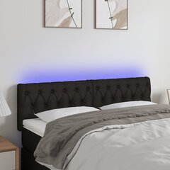 vidaXL gultas galvgalis ar LED, 160x7x78/88 cm, melns audums цена и информация | Кровати | 220.lv