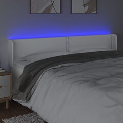 vidaXL gultas galvgalis ar LED, 163x16x78/88 cm, balta mākslīgā āda cena un informācija | Gultas | 220.lv