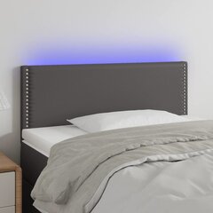 vidaXL gultas galvgalis ar LED, 100x5x78/88 cm, pelēka mākslīgā āda cena un informācija | Gultas | 220.lv