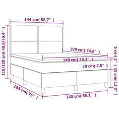 vidaXL atsperu gulta ar matraci, pelēkbrūns audums, 140x190 cm cena un informācija | Gultas | 220.lv