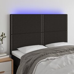 vidaXL gultas galvgalis ar LED, 144x5x118/128 cm, melns audums cena un informācija | Gultas | 220.lv