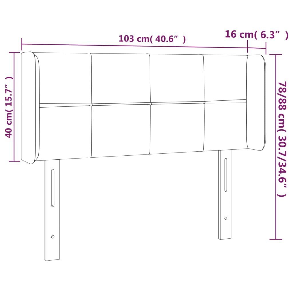 vidaXL gultas galvgalis ar LED, 103x16x78/88 cm, tumši pelēks audums цена и информация | Gultas | 220.lv