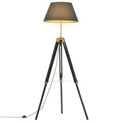 vidaXL grīdas lampa uz statīva, melna, zeltaina, masīvs tīkkoks, 141 cm cena un informācija | Stāvlampas | 220.lv