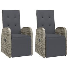 vidaXL dārza krēsli ar matračiem, 2 gab., pelēka PE rotangpalma cena un informācija | Dārza krēsli | 220.lv