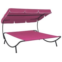 vidaXL āra atpūtas gulta ar jumtu, rozā цена и информация | Шезлонги | 220.lv