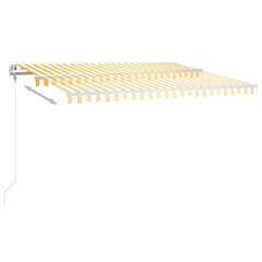 vidaXL izvelkama markīze, LED, vēja sensors, dzeltenbalta, 450x300 cm cena un informācija | Saulessargi, markīzes un statīvi | 220.lv