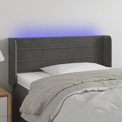 vidaXL gultas galvgalis ar LED, 93x16x78/88 cm, tumši pelēks samts cena un informācija | Gultas | 220.lv