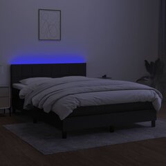 vidaXL atsperu gulta ar matraci, LED, melns audums, 140x190 cm cena un informācija | Gultas | 220.lv