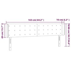 vidaXL gultas galvgalis ar LED, 163x16x78/88 cm, tumši pelēks samts cena un informācija | Gultas | 220.lv