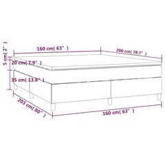 vidaXL atsperu gulta ar matraci, pelēka, 160x200 cm, mākslīgā āda cena un informācija | Gultas | 220.lv