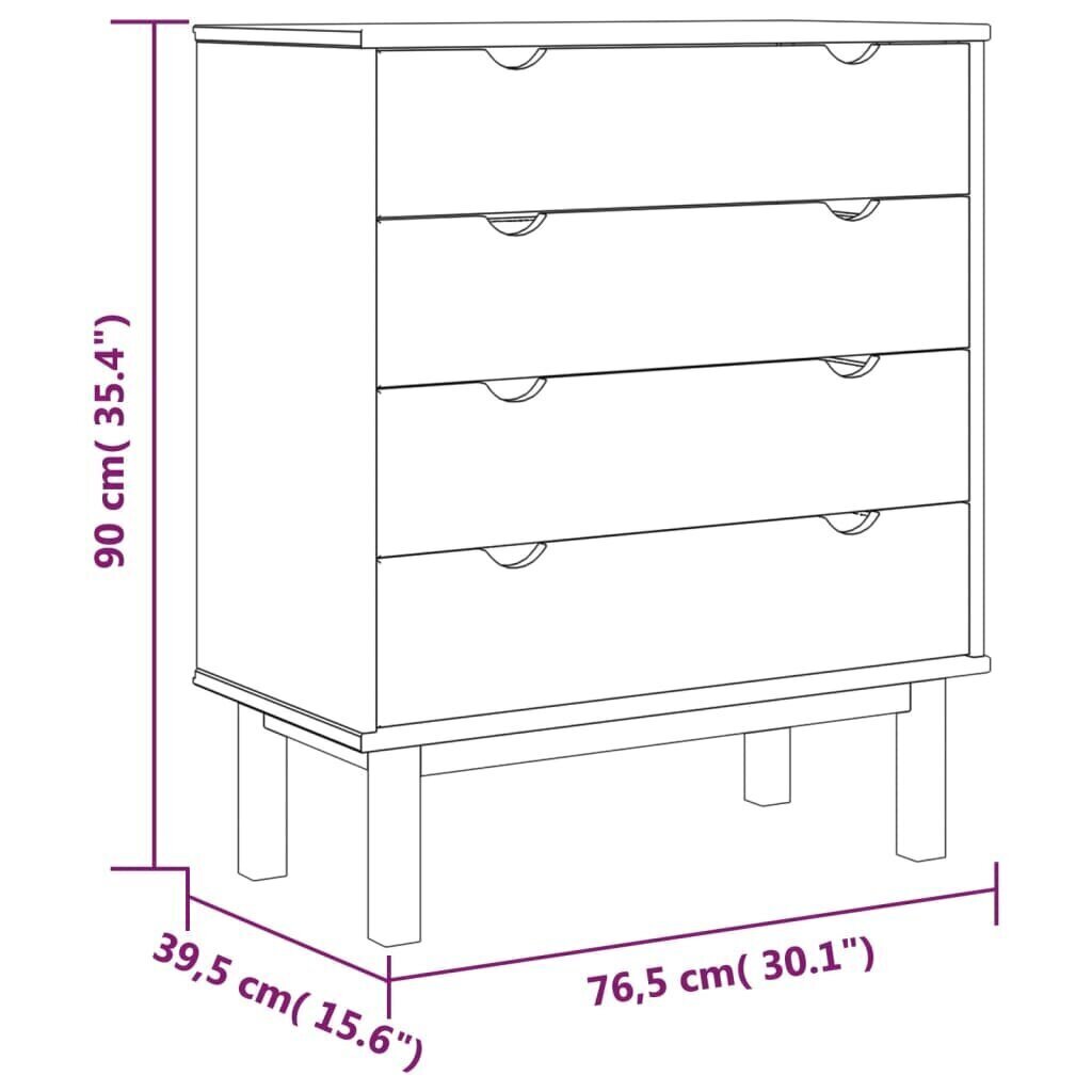 Skapis ar atvilktnēm (76,5x39,5x90cm), brūns/balts цена и информация | Skapīši viesistabai | 220.lv