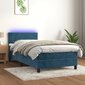 vidaXL atsperu gulta ar matraci, LED, tumši zils samts, 80x200 cm цена и информация | Gultas | 220.lv