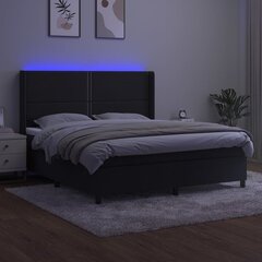 vidaXL atsperu gulta ar matraci, LED, melns samts, 160x200 cm цена и информация | Кровати | 220.lv