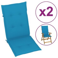 Dārza krēslu spilveni, 2gab, zili, 120x50x3cm cena un informācija | Krēslu paliktņi | 220.lv