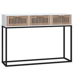 vidaXL konsoles galdiņš, balts, 105x30x75cm, inženierijas koks, dzelzs цена и информация | Журнальные столики | 220.lv