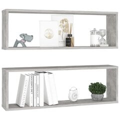 vidaXL sienas plaukti, 2 gb., betonpelēki, 80x15x26,5cm, skaidu plātne цена и информация | Полки | 220.lv