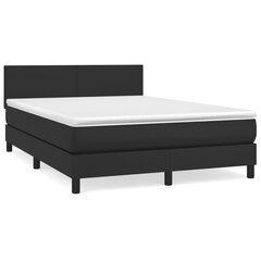vidaXL atsperu gulta ar matraci, melna, 140x200 cm, mākslīgā āda cena un informācija | Gultas | 220.lv