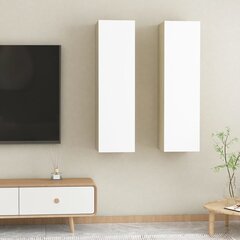 vidaXL TV skapīši, 2 gab., 30,5x30x110 cm, balti, ozola, skaidu plātne цена и информация | Тумбы под телевизор | 220.lv