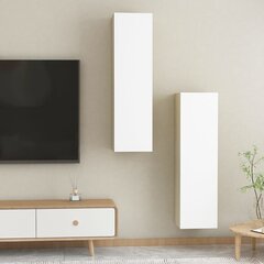 vidaXL TV skapīši, 2 gab., 30,5x30x110 cm, balti, ozola, skaidu plātne цена и информация | Тумбы под телевизор | 220.lv