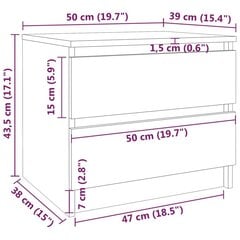 Nakts skapji, 2gab., ozola, 50x39x43,5cm, koka цена и информация | Прикроватные тумбочки | 220.lv