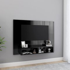 vidaXL sienas TV plaukts, spīdīgi melns, 120x23,5x90 cm, skaidu plātne цена и информация | Тумбы под телевизор | 220.lv