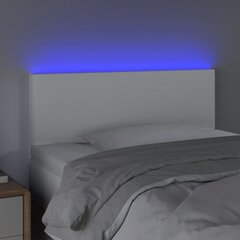 vidaXL gultas galvgalis ar LED, 90x5x78/88 cm, balta mākslīgā āda cena un informācija | Gultas | 220.lv