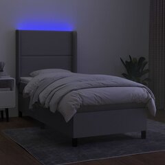 vidaXL atsperu gulta ar matraci, LED, gaiši pelēks audums, 100x200 cm цена и информация | Кровати | 220.lv