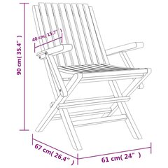 Saliekami dārza krēsli vidaXL, 4 gab., 61x67x90 cm, brūns cena un informācija | Dārza krēsli | 220.lv