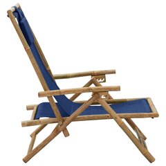 vidaXL - atpūtas krēsls, tumši zils, bambuss un audums цена и информация | Садовые стулья, кресла, пуфы | 220.lv