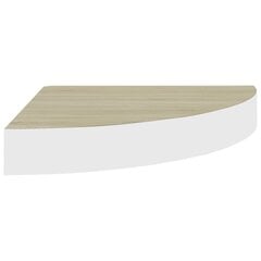 vidaXL stūra sienas plaukti, 4 gab., ozola, balti, 25x25x3,8 cm, MDF цена и информация | Полки | 220.lv