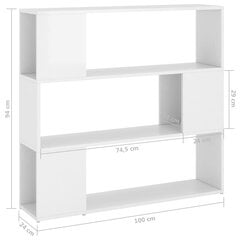 vidaXL grāmatu plaukts, spidigi balts, 100x24x94 cm cena un informācija | Plaukti | 220.lv