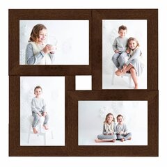 vidaXL kolāžas foto rāmis, 4x(10x15 cm) attēliem, tumši brūns MDF цена и информация | Рамки, фотоальбомы | 220.lv