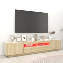 vidaXL TV skapītis ar LED lampiņām, 200x35x40 cm, ozolkoka krāsa cena un informācija | TV galdiņi | 220.lv