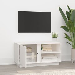 vidaXL TV plaukts, balts, 80x35x40,5 cm, priedes masīvkoks цена и информация | Тумбы под телевизор | 220.lv