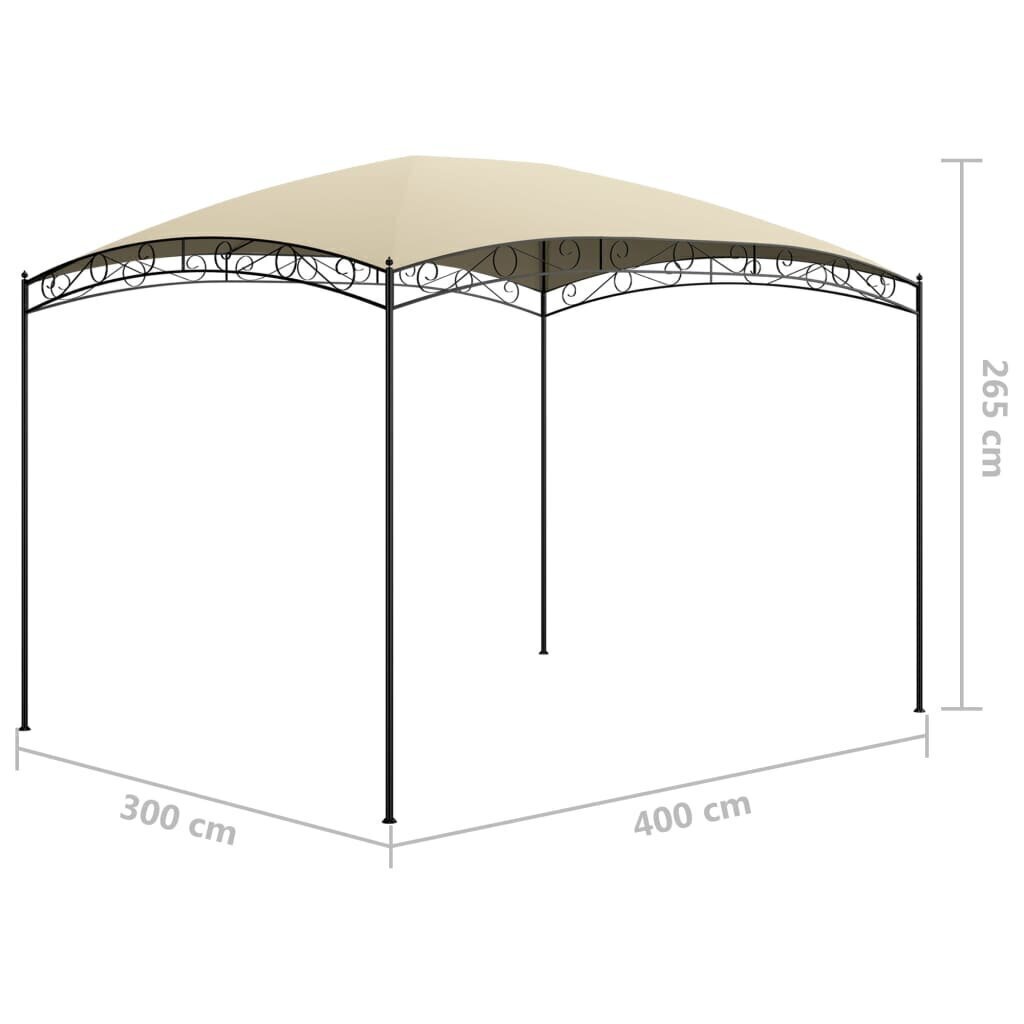 vidaXL dārza nojume, 3x4x2,65 m, krēmkrāsas, 180 g/m² cena un informācija | Dārza nojumes un lapenes | 220.lv