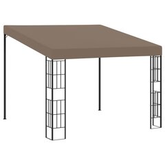 vidaXL dārza nojume, stiprināma pie sienas, 3x3 m, pelēkbrūns audums цена и информация | Беседки, навесы, тенты | 220.lv