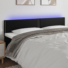 vidaXL gultas galvgalis ar LED, 180x5x78/88 cm, melna mākslīgā āda cena un informācija | Gultas | 220.lv