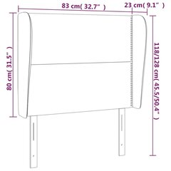 vidaXL galvgalis ar malām, 83x23x118/128 cm, pelēka mākslīgā āda цена и информация | Кровати | 220.lv