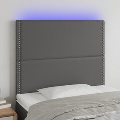 vidaXL gultas galvgalis ar LED, 80x5x118/128 cm, pelēka mākslīgā āda цена и информация | Кровати | 220.lv