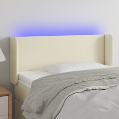 vidaXL gultas galvgalis ar LED, 93x16x78/88cm, krēmkrāsas mākslīgā āda cena un informācija | Gultas | 220.lv