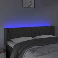 vidaXL gultas galvgalis ar LED, 147x16x78/88 cm, tumši pelēks samts цена и информация | Кровати | 220.lv